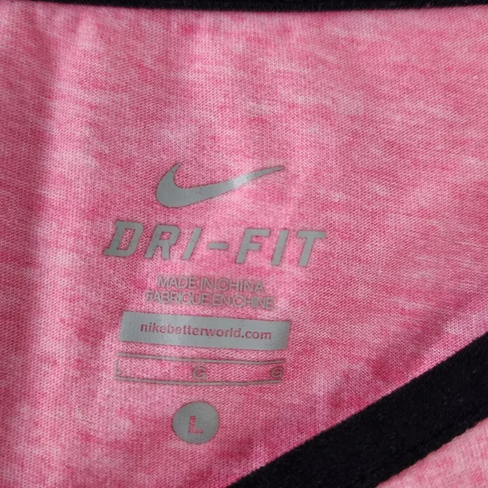 Nike Kids  Pink Short Sleeve Tee Large Black Trim Athletic Running Soccer Gym